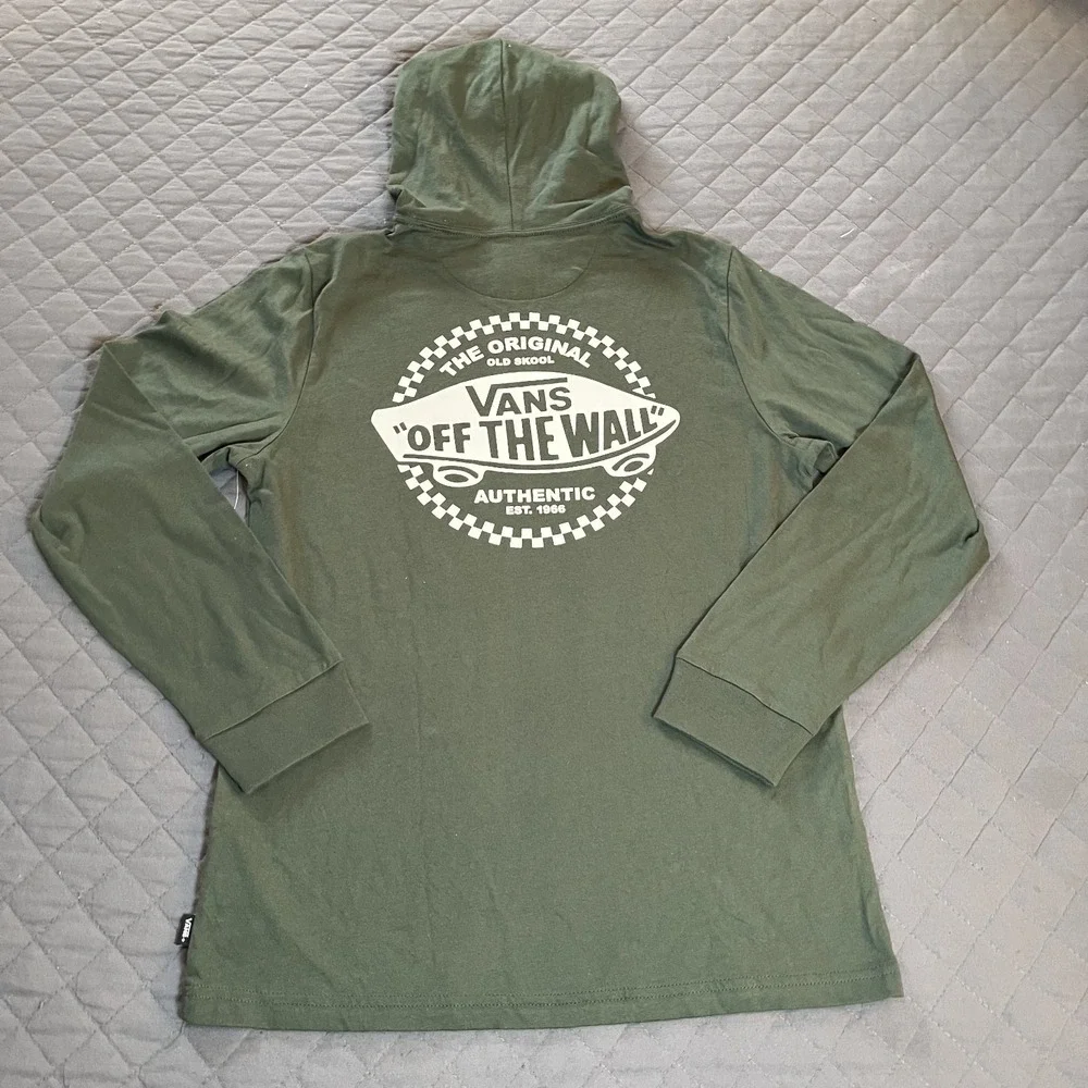 Vans Off The Wall 1996 Hooded Long Sleeve Graphic Knit Top Skateboard Logo L